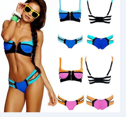 F4309  Beach Bunny Swimwear Color Block Skimpy Bikini Bottom in Blue